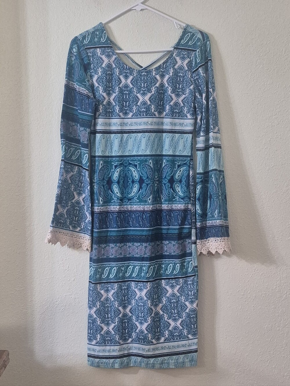Ultra Flirt Teal & Aqua Paisley Midi Dress